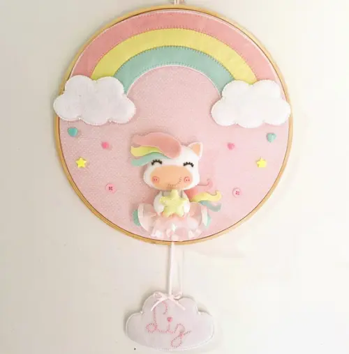 Porta Maternidade Unicornio e Arco Iris