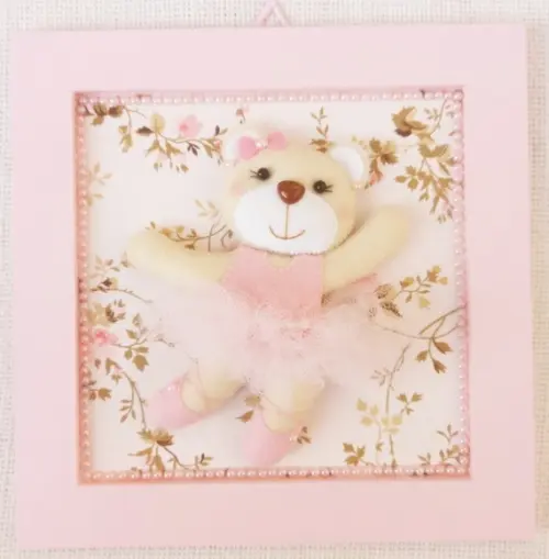 Quadros Ursa Bailarina  cor rosa quarto de bebê
