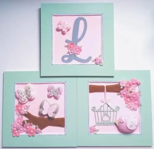 QUADROS  DECORATIVOS INICIAL DO NOME E JARDIM