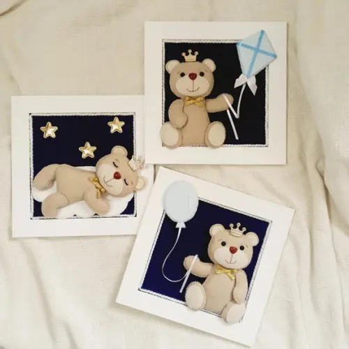 Trio de Quadros Ursinho Principe