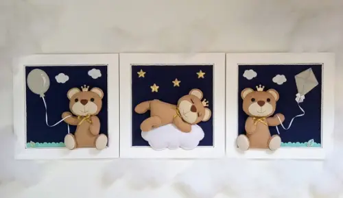 Trio de Quadros Ursinho Principe