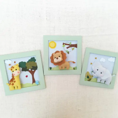 Trio Quadros Safari Baby