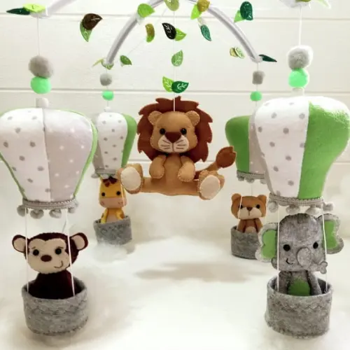 Mobile de Berço Safari Leão - Verde e Cinza
