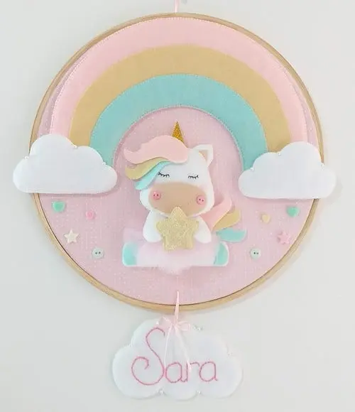 Porta Maternidade Unicornio e Arco Iris