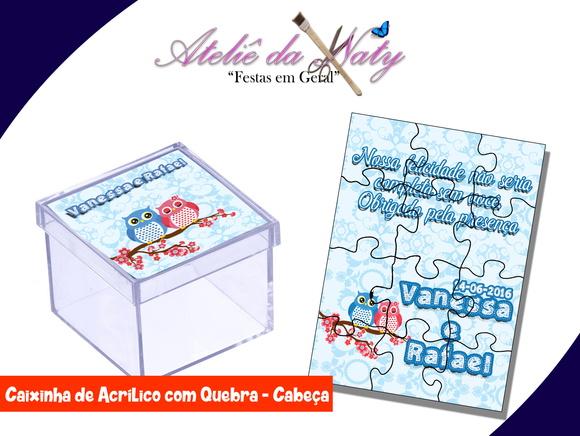 Caixinha com Quebra Cabeça - Corujinhas