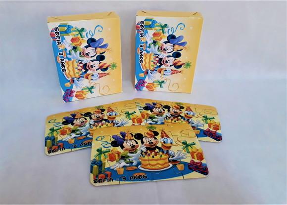Caixinha com Quebra Cabeça - Turma do Mickey