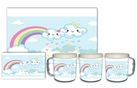 Jogo Americano com Caneca - Nuvens