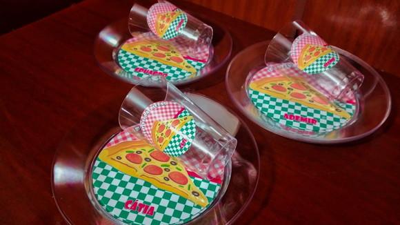 Kit Copo e Pratinho Acrílico - Pizza