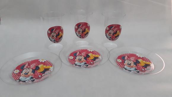 Kit Copo e Pratinho Acrílico - Minnie Mouse