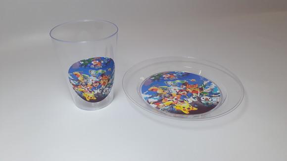 Kit Copo e Pratinho Acrílico - Pokemon