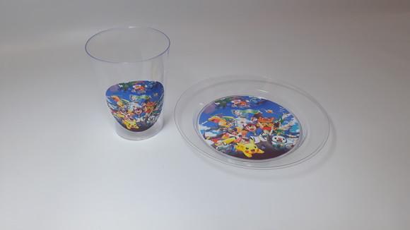Kit Copo e Pratinho Acrílico - Pokemon