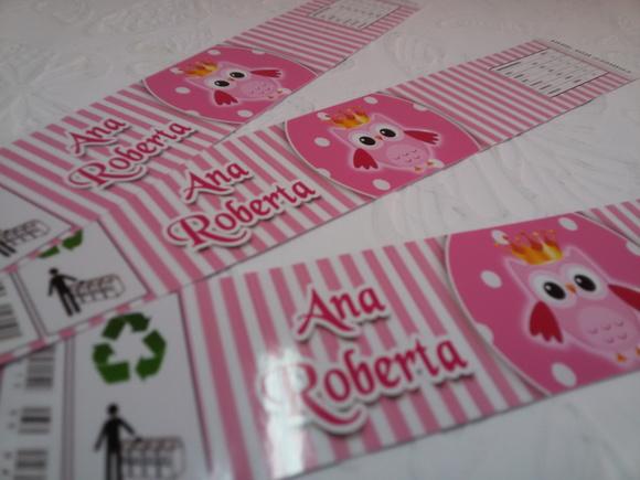 Rótulo para Água - Corujinha