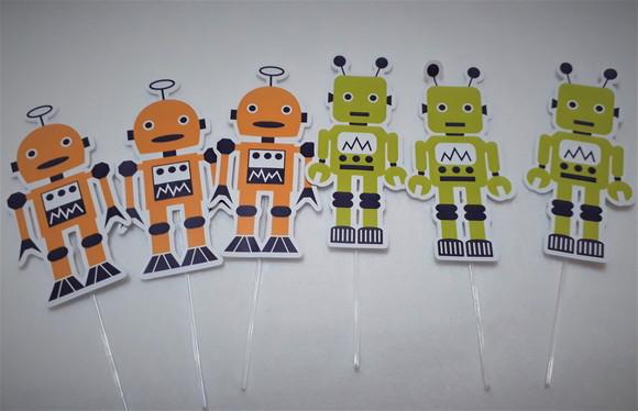 Toppers Para Docinhos 3 D - Robôs
