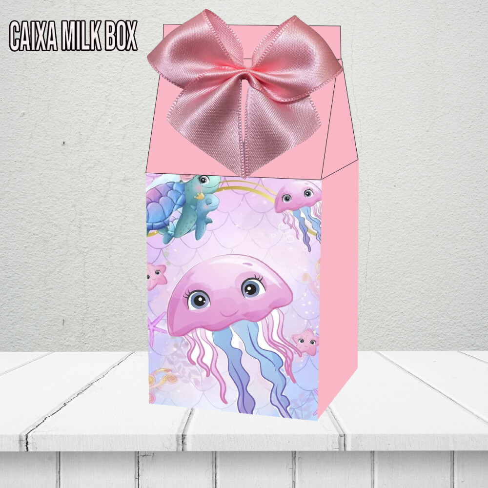 Kit Caixinha Milk Fundo do Mar Rosa 15 unidades