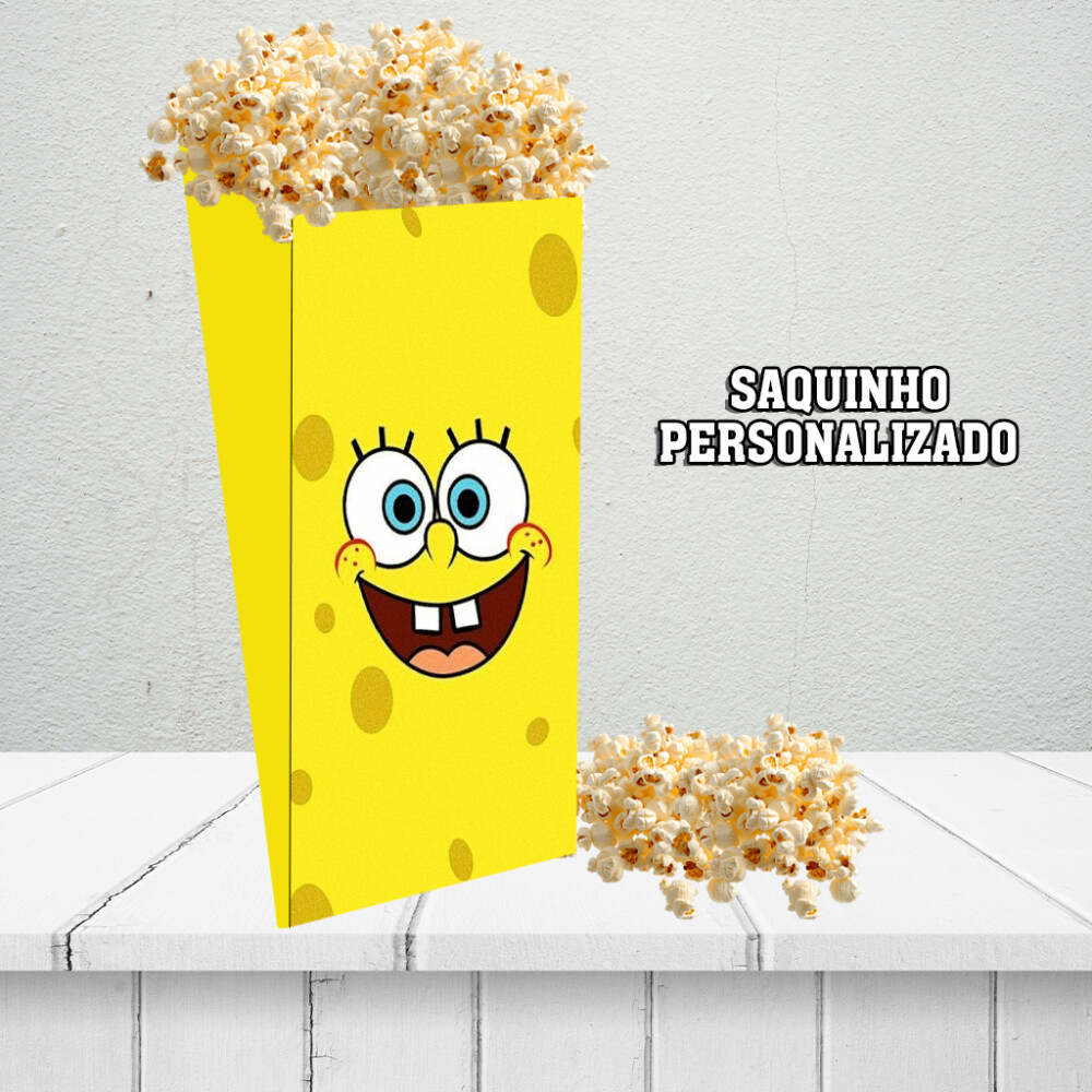 kit saquinho para pipoca Bob Esponja 30 unidades