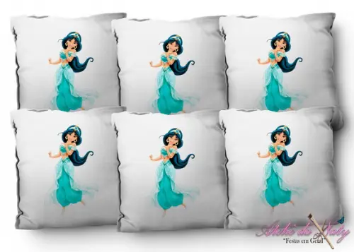 Almofada 15x15 - Jasmin e Aladdin