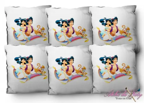 Almofada 15x15 - Jasmin e Aladdin