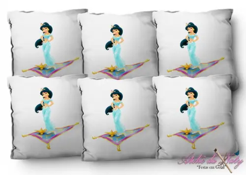 Almofada 15x15 - Jasmin e Aladdin