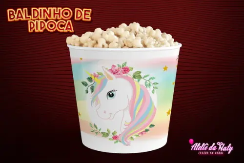 Baldinho para Pipoca - Unicórnio