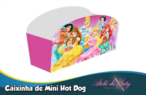 Caixinha de Mini Hot Dog - Princesas