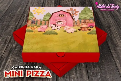 Caixinha de Mini Pizza - Fazendinha