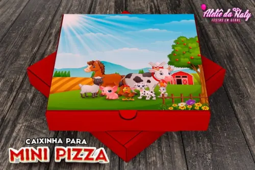 Caixinha de Mini Pizza - Fazendinha