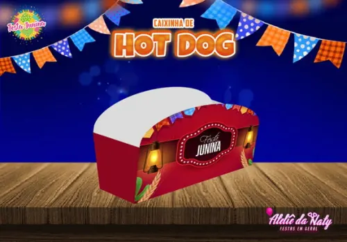 Caixinha Hot Dog - Festa Junina
