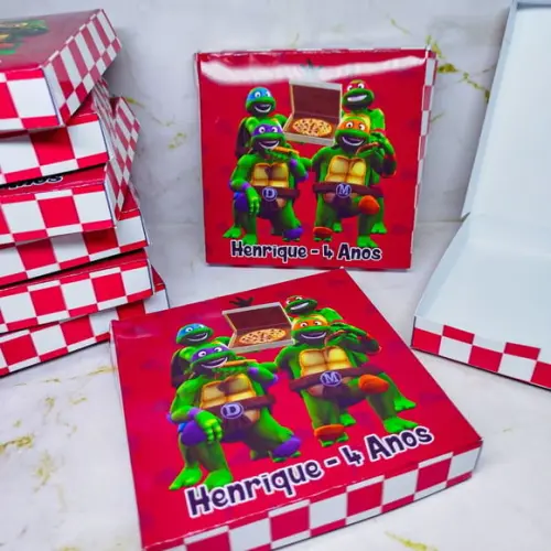 Caixinha de Mini Pizza - Tartarugas Ninjas
