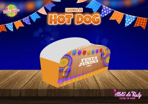 Caixinha Hot Dog - Festa Junina
