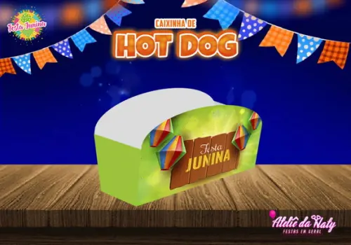 Caixinha Hot Dog - Festa Junina