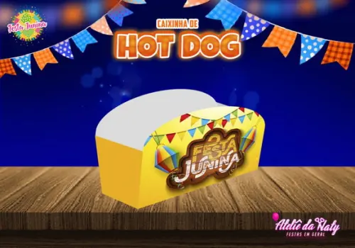 Caixinha Hot Dog - Festa Junina