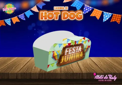 Caixinha Hot Dog - Festa Junina