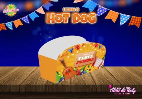 Caixinha Hot Dog - Festa Junina