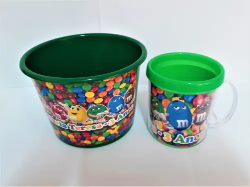 Caneca e Balde de Pipoca - M&m's