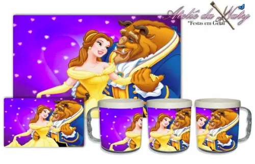 Jogo Americano com Caneca - Bela e a Fera