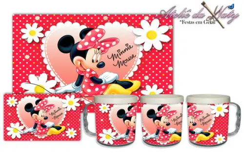 Jogo Americano com Caneca - Minnie Mouse