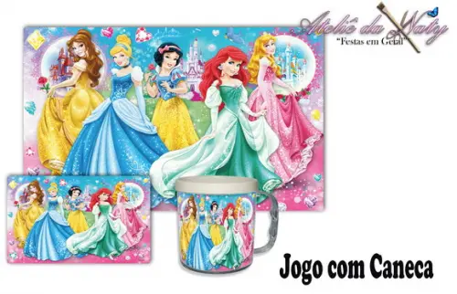 Jogo Americano com Caneca - Princesas