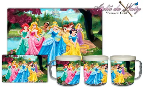 Jogo Americano com Caneca - Princesas