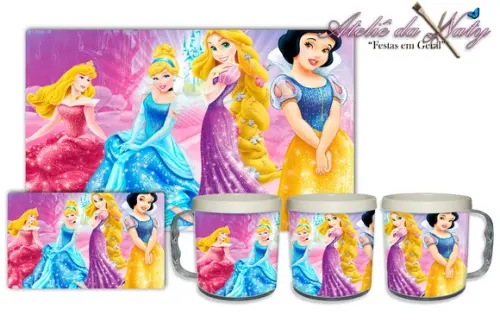 Jogo Americano com Caneca - Princesas