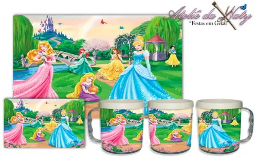 Jogo Americano com Caneca - Princesas