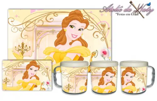 Jogo Americano com Caneca -Bela e a Fera