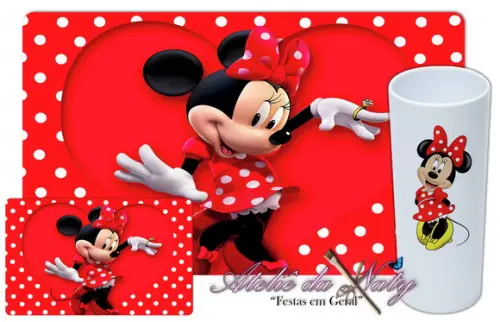 Jogo Americano com Long Drink - Minnie Mouse