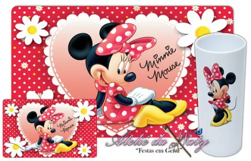 Jogo Americano com Long Drink - Minnie Mouse