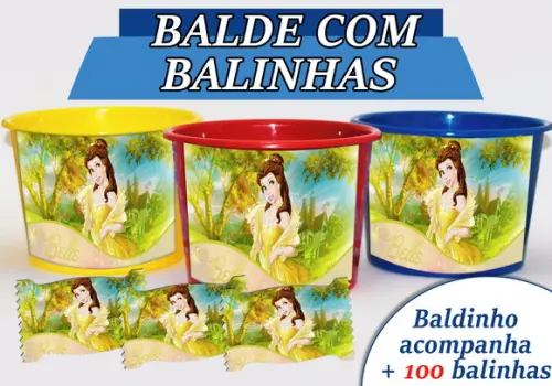 Kit Baldinho + Cento de Balas - Bela e a Fera