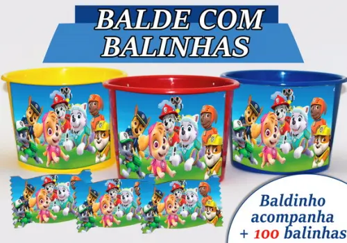 Kit Baldinho + Cento de Balas - Patrulha Canina