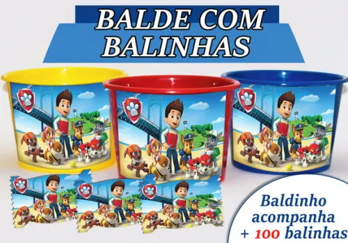 Kit Baldinho + Cento de Balas - Patrulha Canina