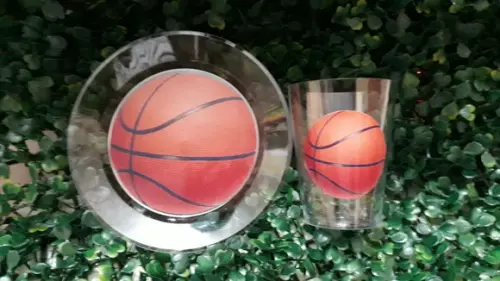 Kit Copo e Pratinho Acrílico - Basquete