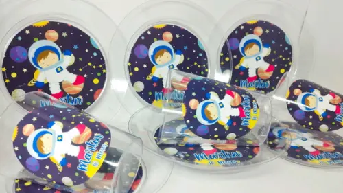 Kit Copo e Pratinho Acrílico - Astronauta
