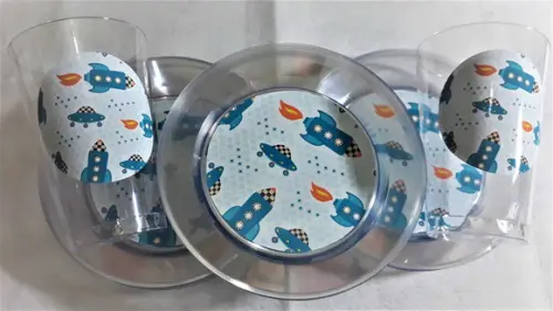 Kit Copo e Pratinho Acrílico - Foguete