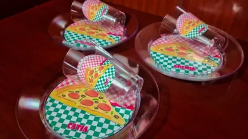 Kit Copo e Pratinho Acrílico - Pizza